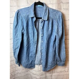 J. McLaughlin Chambray Shirt Button Down Long Sleeve Denim Top Small